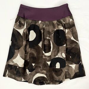 Mng Suit A-line Skirt Size 4 Brown Purple Geometric Print Elegant Office Party